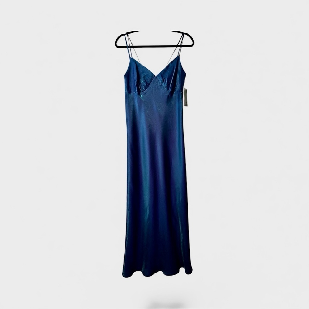 WILD FABLE Royal Blue Spaghetti Strap Satin Maxi Mermaid Summer  Dress Medium